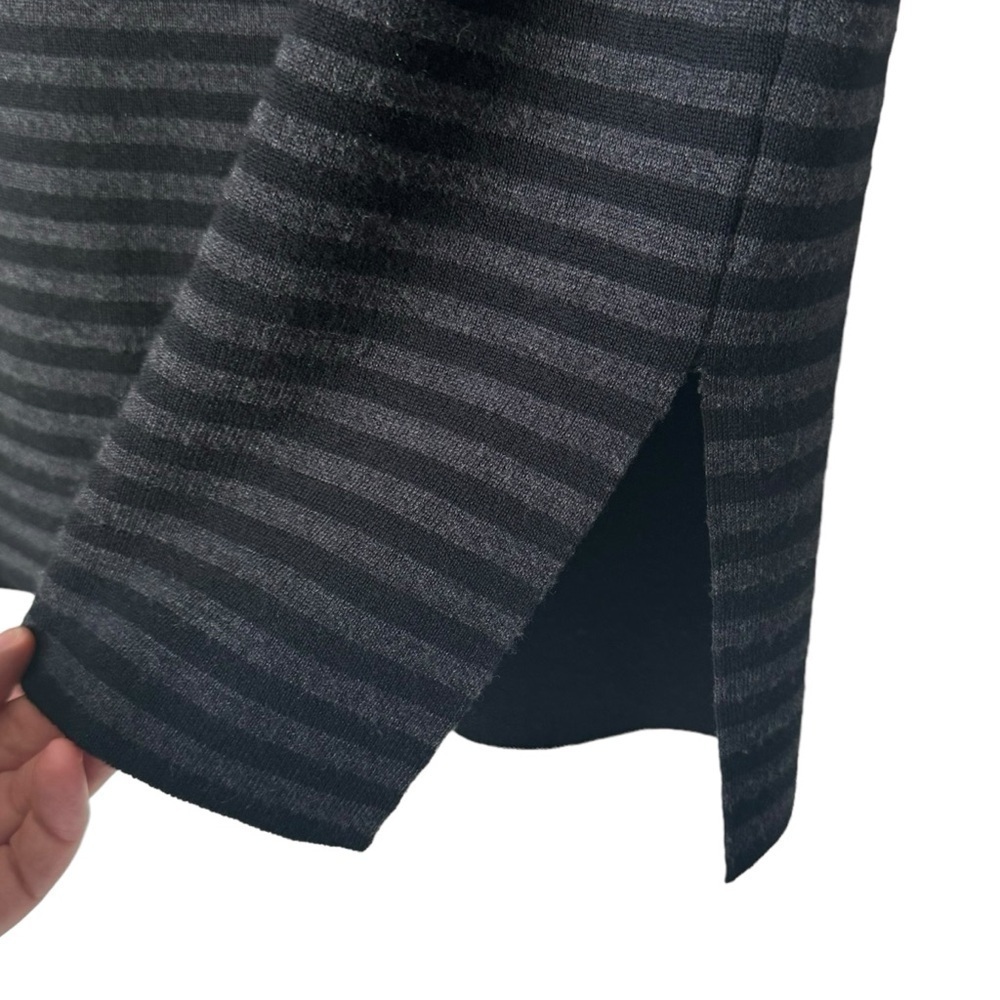 Eileen Fisher Petite Merino Wool Black Grey Striped Pull On Skirt Women's Size M - Picture 4 of 7